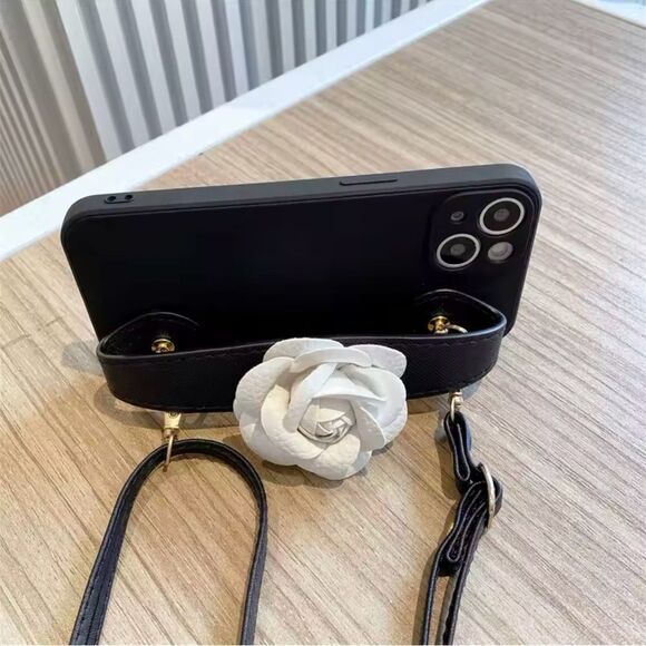 White Camellia Crossbody Case for iPhone 15 Pro Max - Picture 5 of 8